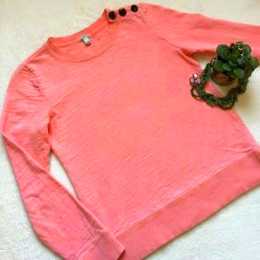 Jcrew Tortoise Shell Button Sweatshirt Small - image 1